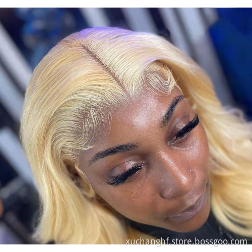 Wholesale 150% Density Platinum Honey Blonde 613 Straight Transparent Swiss Lace Frontal Wigs 13*4 Wigs with Baby Hair
